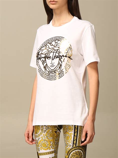 versace t shirt damen weiß|authentic Versace shirts.